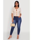 Girls Color Blocked Denim Skirt