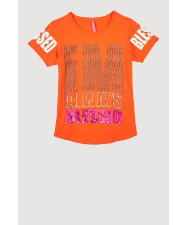 Girls Always Blessed Sequin Graphic Tee