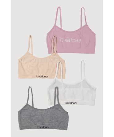 Girls Bebe Seamless Cami Bras 4 Pack
