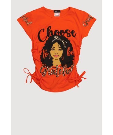 Girls Choose To Be Grateful Graphic Print Crew Neck T-Shirt