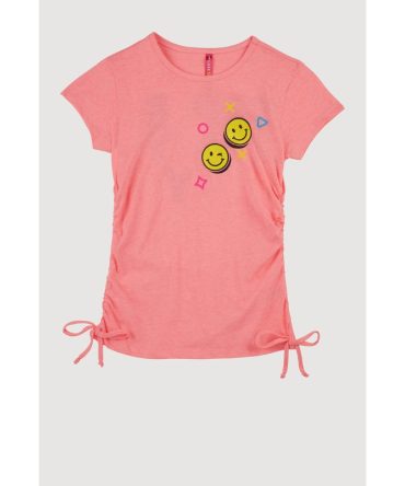 Girls Smile Everyday Ruched Graphic Tee