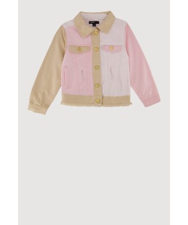 Little Girls Color Blocked Distressed Jean Jacket