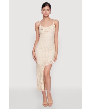Madden Girl Lace Asymmetrical Dress with Ruffles