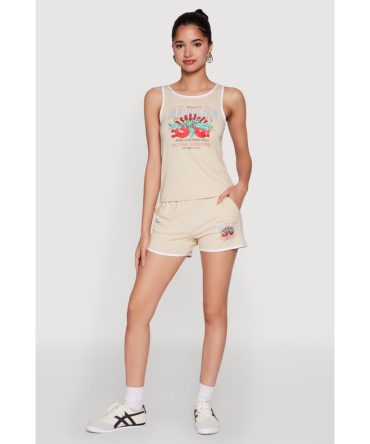 Organic Apples Graphic Contrast Trim Shorts