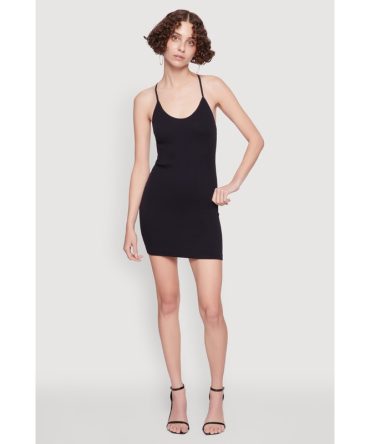 Seamless Rib Knit Scoop Neck Racerback Cami Dress