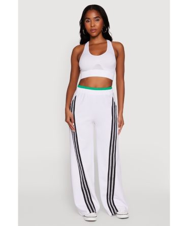 Stylish High Waisted Contrast Trim Scuba Active Pants