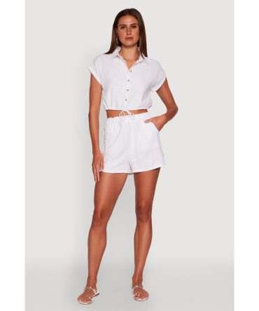 Stylish High Waisted Shorts with Elastic Waist