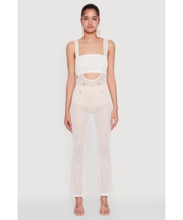 Stylish Knitted Suspender Flared Pants