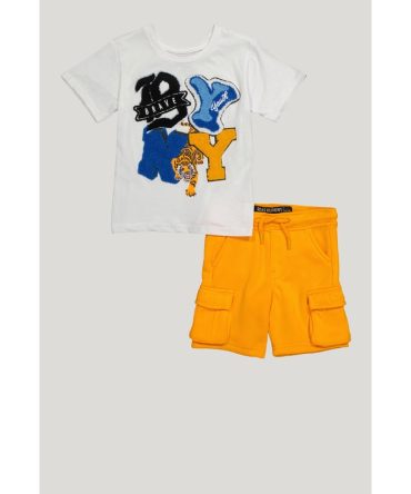 Toddler Boys Chenille Brave Youth Graphic Tee and Sweatshorts
