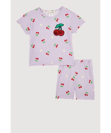 Toddler Girls 2-Piece Sequin Patches T-Shirt Bike Shorts Set