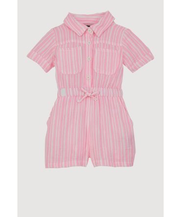 Toddlers Girls Gauze Knit Striped Romper