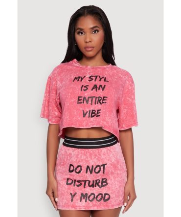 Trendy Mineral Wash Entire Vibe Graphic Oversized Tee