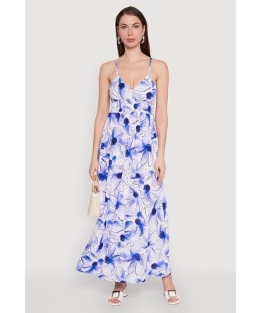 Watercolor Floral Sleeveless Empire Waist Dress