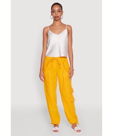 Zip Pocket Drawstring Waist Utility Joggers