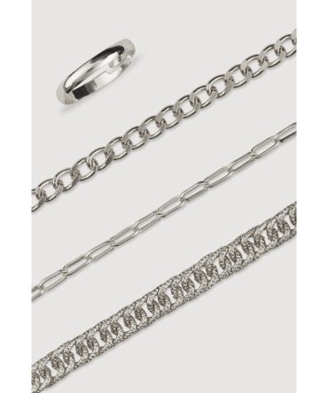 Assorted Metallic Chain Anklets with Toe Ring