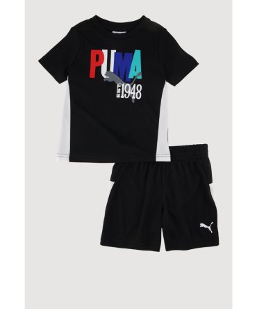 Baby Boys 12-24M Contrast Trim Puma Graphic Tee and Shorts Set
