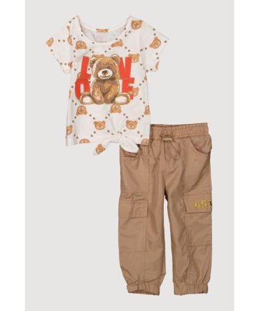 Baby Girls 12-24M Love Bear Graphic Tee and Cargo Joggers