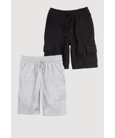 Boys Fleece Sweatshorts 2 Pack with Cargo Pockets