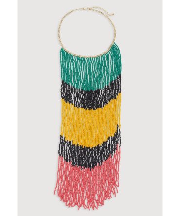Chevron Beaded Fringe Necklace