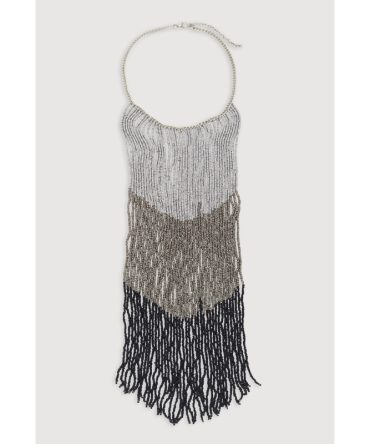Chevron Fringe Beaded Necklace