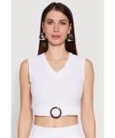Girls Puff Sleeve Tie Waist Belted Romper