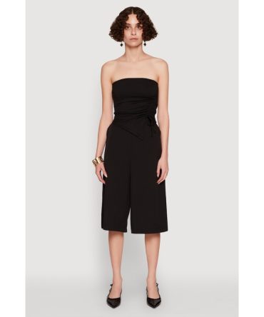 Chic Tube Top with Ruching and Asymmetrical Design