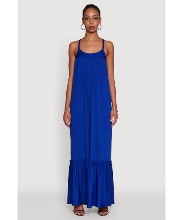 Elegant Braided Sleeve Tiered Maxi Dress