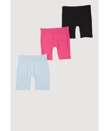 Girls Assorted Rib Knit Bike Shorts 3 Pack