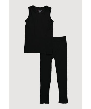 Girls Ribbed Knit Seamless Tank Top and Leggings Set