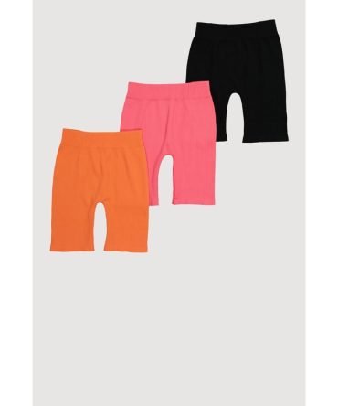 Girls Ribbed Knit Trendy and Comfortable Bike Shorts 3 Pack