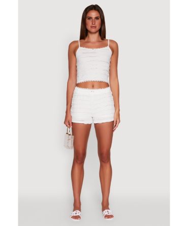 Madden Girl Textured Knit Lace Detail Shorts