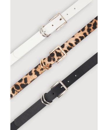Stylish Faux Leather Buckle Belts 3 Pack Set