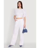 Stylish Plisse High Waisted Palazzo Pants with Twist Front Waist