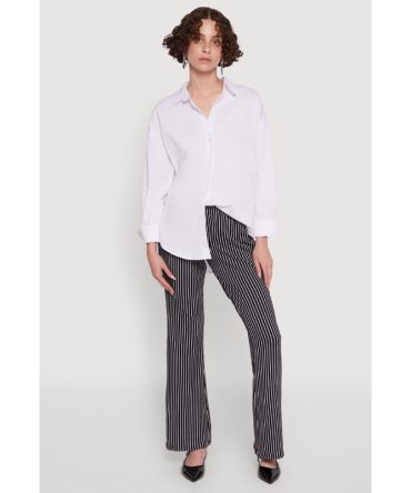 Stylish High Waisted Pinstripe Flared Pants