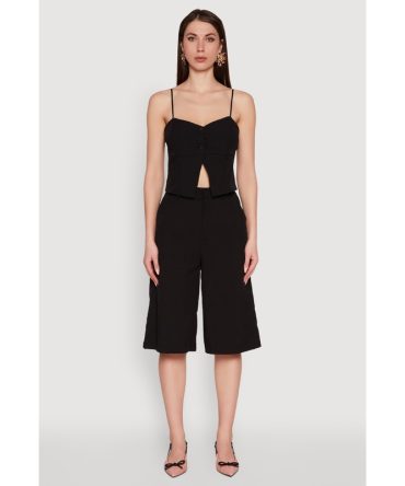 Stylish High Waisted Wide Leg Bermuda Shorts