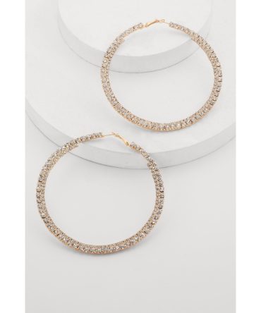 Stylish Metallic Rhinestone Hoop Earrings