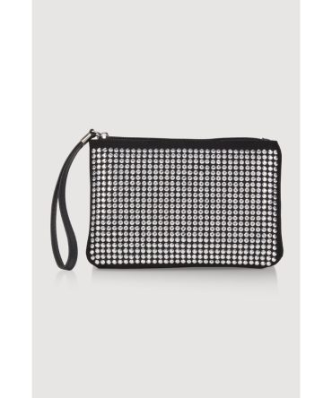 Stylish Metallic Studded Faux Suede Wristlet