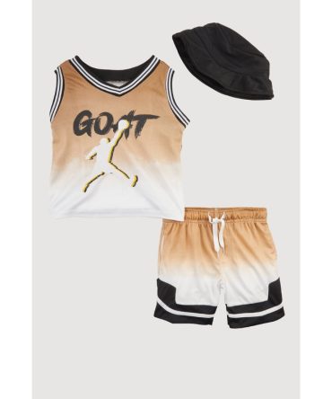 Toddler Boys Ombre GOAT Graphic Tank Top and Shorts with Hat