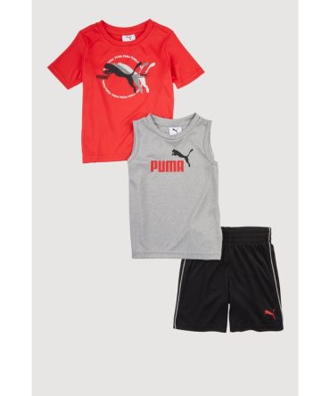 Toddler Boys Puma Graphic Tops and Shorts 3 Piece Set