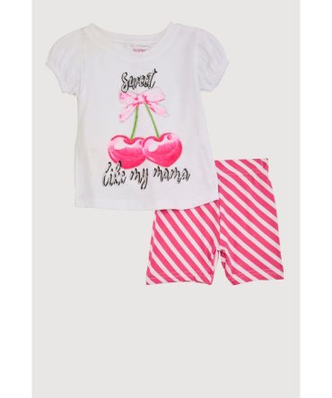 Toddler Girls Sweet Like My Mama Glitter Tee and Shorts
