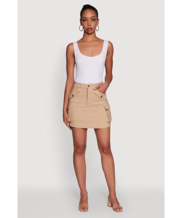 Trendy Flap Detail Cargo Pocket Skirt