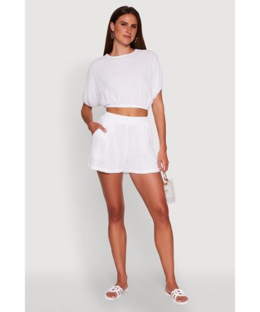 Trendy Gauze Knit High Waisted Shorts