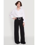 Crepe Knit Belted Dress Pants