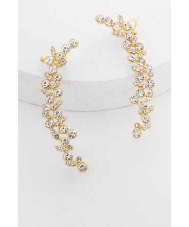 Trendy Rhinestone Cuffed Climber Earrings