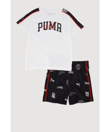 Baby Boys 12-24M Contrast Trim Puma Print Tee and Shorts
