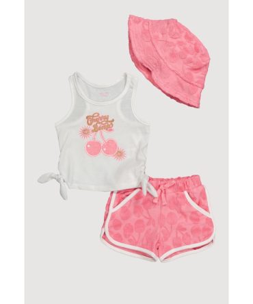 Baby Girls 12-24M Tank Top and Dolphin Shorts Set with Cherry Bomb Graphic