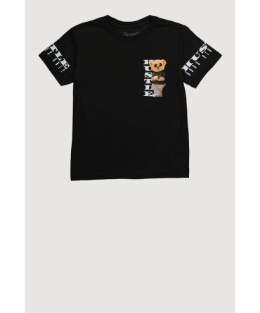 Boys Hustle Teddy Graphic Crew Neck T Shirt