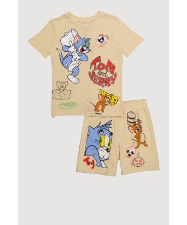 Boys Tom and Jerry Graphic Tee and Sweatshorts 2 Piece Set