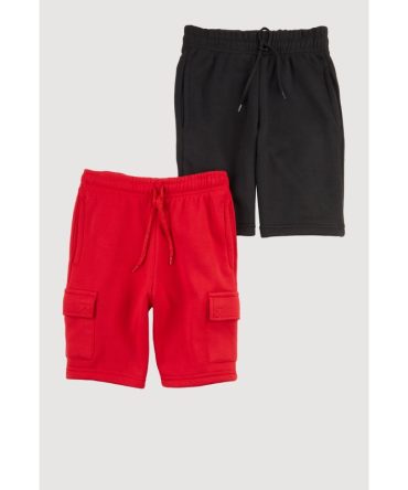 Boys Trendy Fleece Cargo Sweatshorts 2 Pack