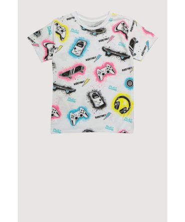 Boys Video Game Patterned T Shirt